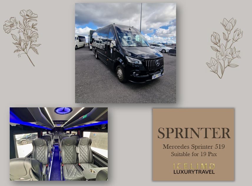 Private Transfer to or from Keflavik Airport To Reykjavik. Luxury Sprinter 19 Pax